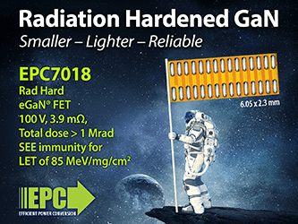 Rad Hard 100 V GaN Transistor from EPC Offers Lowest On-Resistance Solution on the Market for Demanding Space Applications 